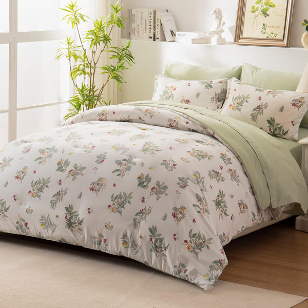 Fairub Microfiber / Polyester Machine Woven Floral Duvet Cover Set
